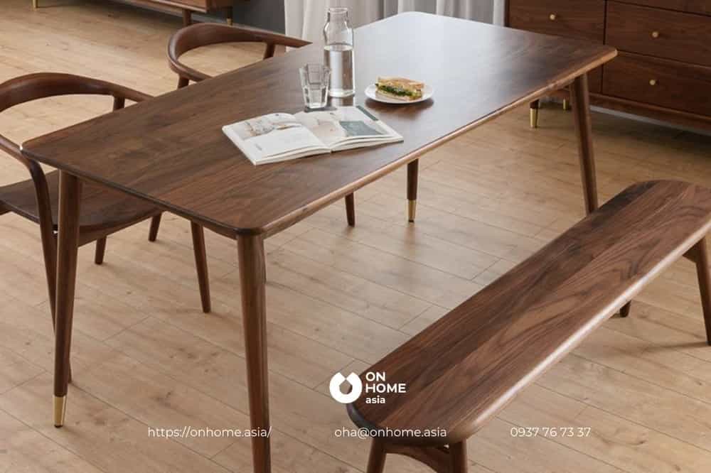 Bộ bàn ăn gỗ Óc Chó thiết kế đẹp mắt