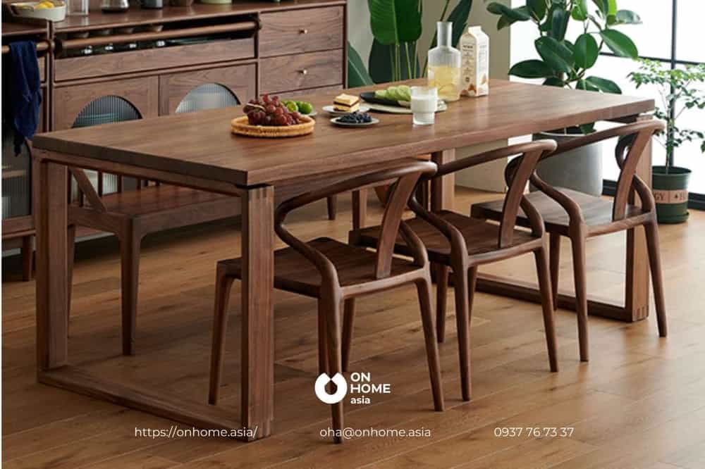 Bộ bàn ăn gỗ Óc Chó thiết kế đơn giản mà đẹp