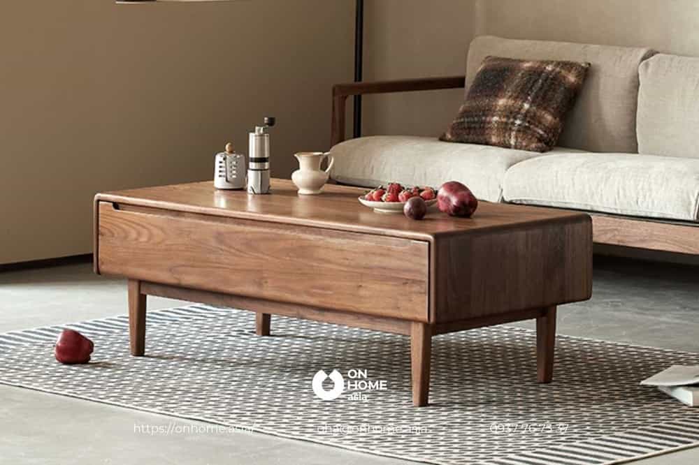Mẫu bàn cà phê bằng gỗ Óc Chó đơn giản mà đẹp