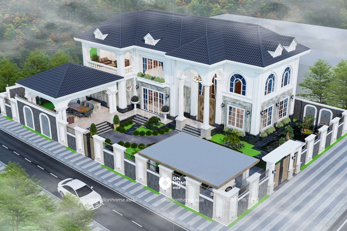 Nhà biệt thự 2 tầng mái Thái hiện đại