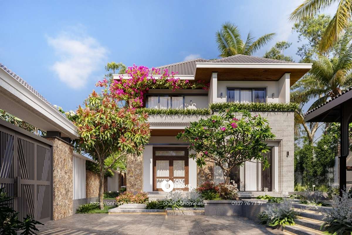 Thiết kế biệt thự 2 tầng Tân Cổ Điển 4 phòng ngủ