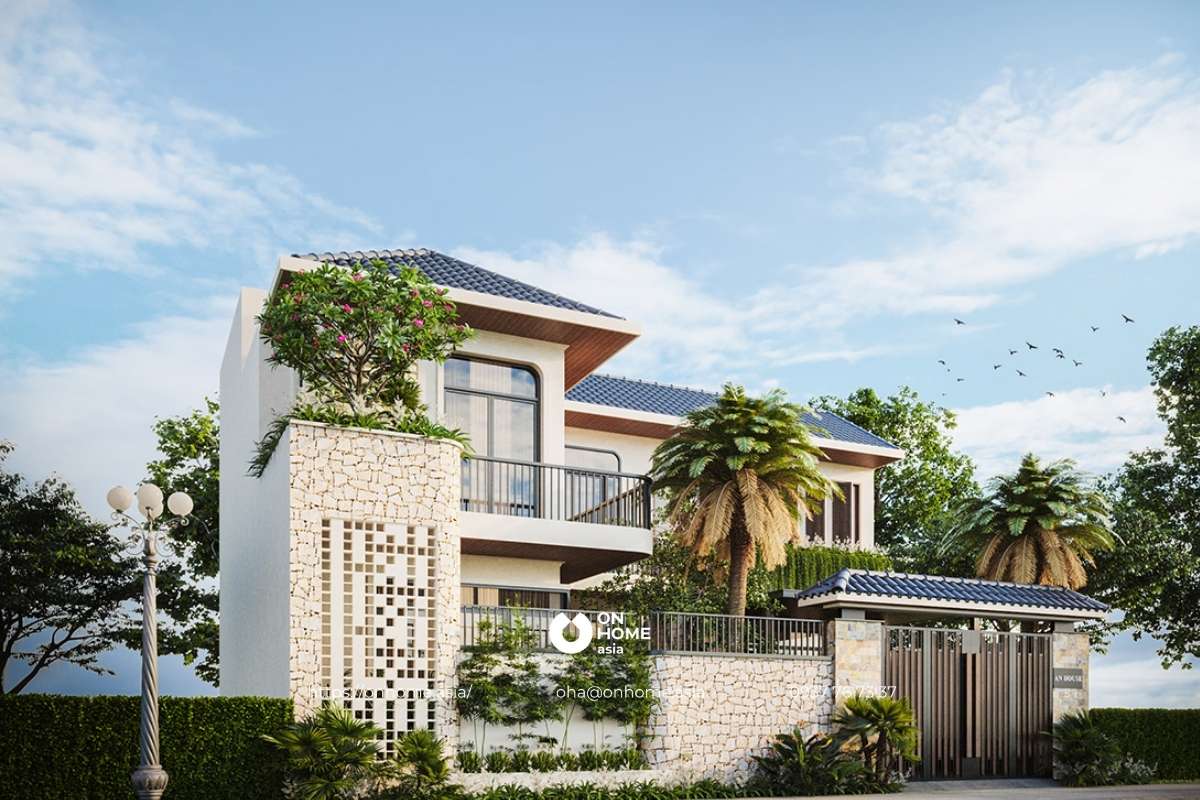 Mẫu thiết kế biệt thự chữ L 2 tầng đẹp