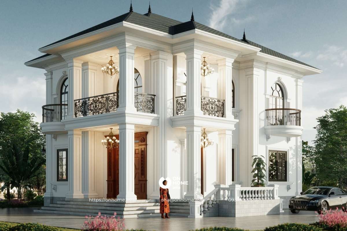 Nhà biệt thự 2 tầng hiện đại mái Nhật đẹp