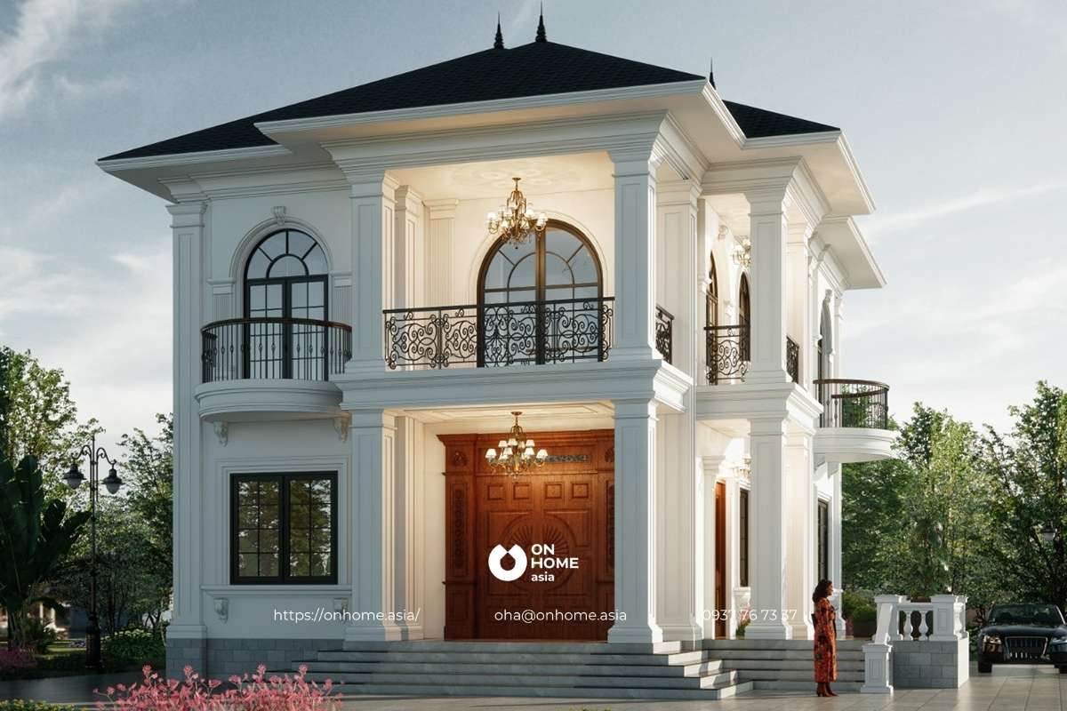 Biệt thự 2 tầng hiện đại mái Nhật ấn tượng