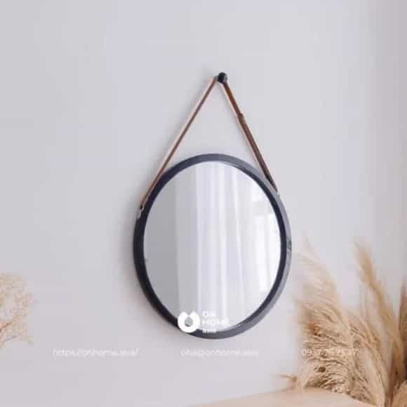 Gương tròn treo tường màu đen 50cm
