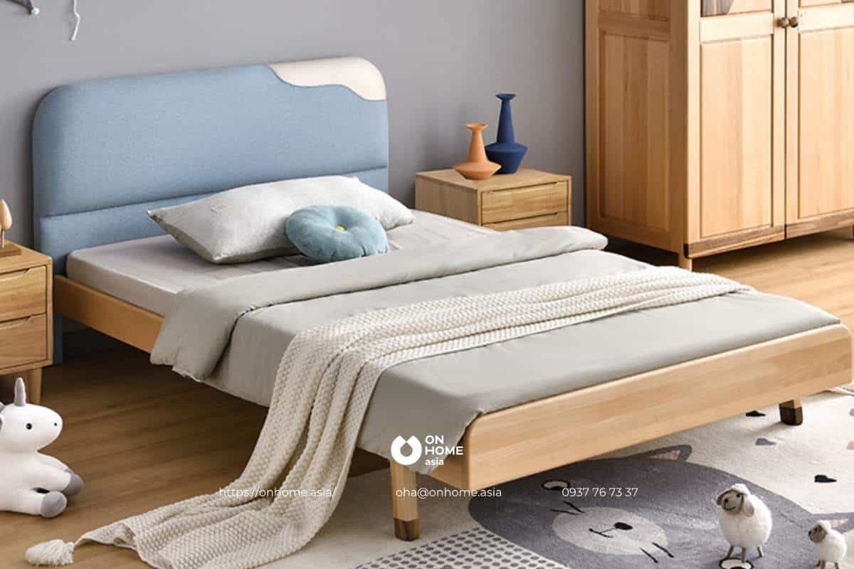 Giường ngủ bằng gỗ cho bé trai đơn giản mà đẹp