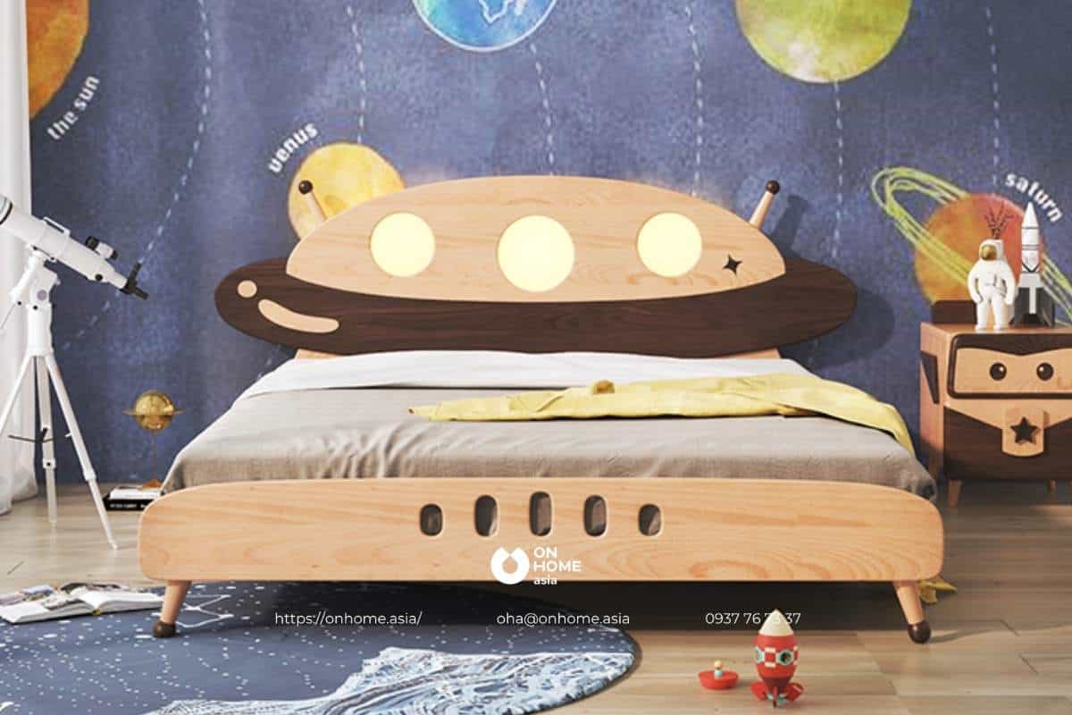 Giường gỗ cho bé trai 5 tuổi thiết kế siêu dễ thương