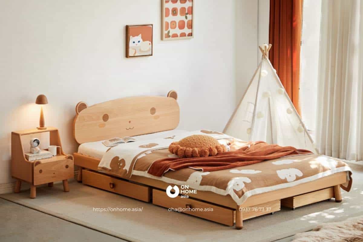 Giường bé trai bằng gỗ 