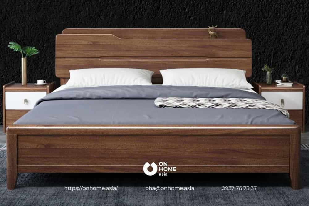 Giường ngủ gỗ Óc Chó đơn giản