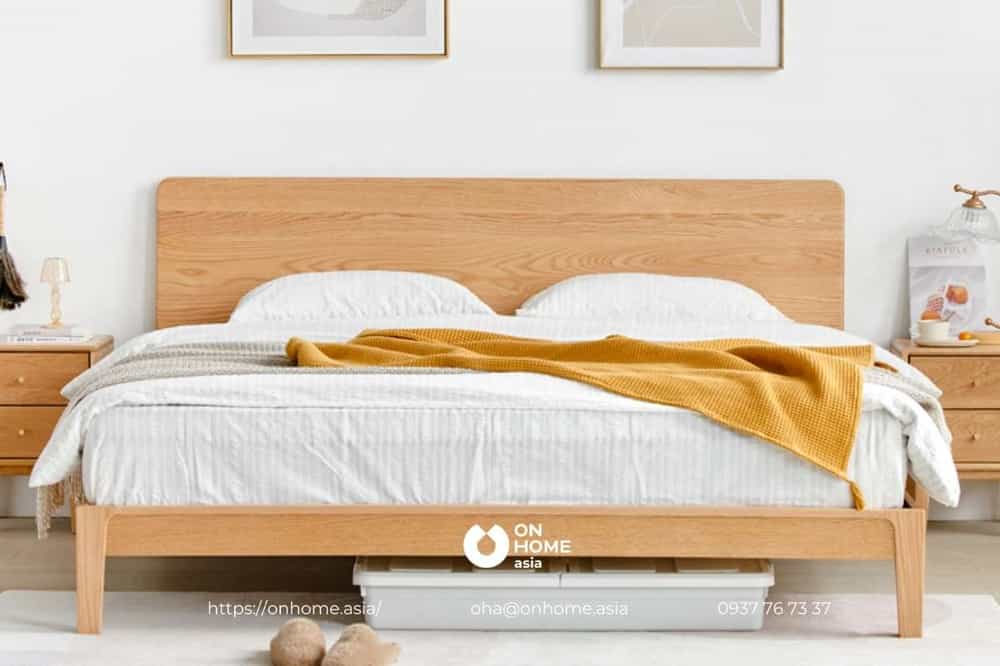 Giường ngủ gỗ tự nhiên đơn giản mà đẹp
