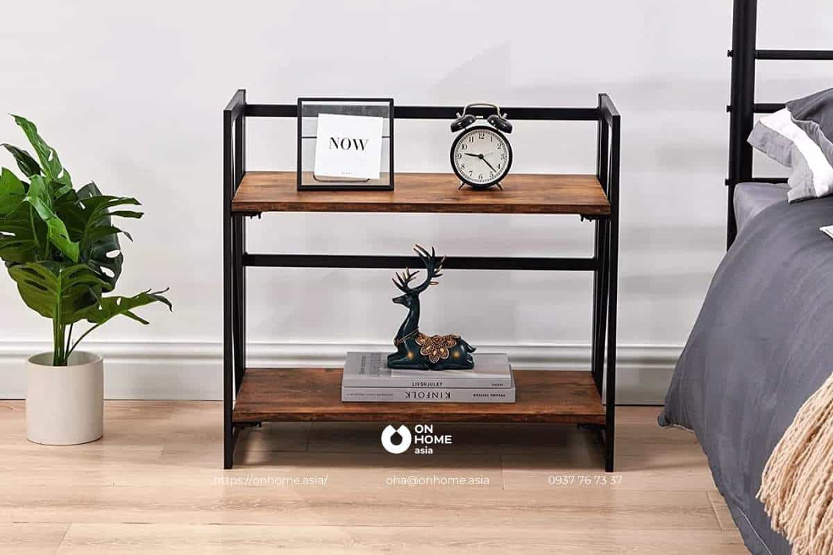 Kệ đa năng 3 tầng bằng sắt kết hợp gỗ