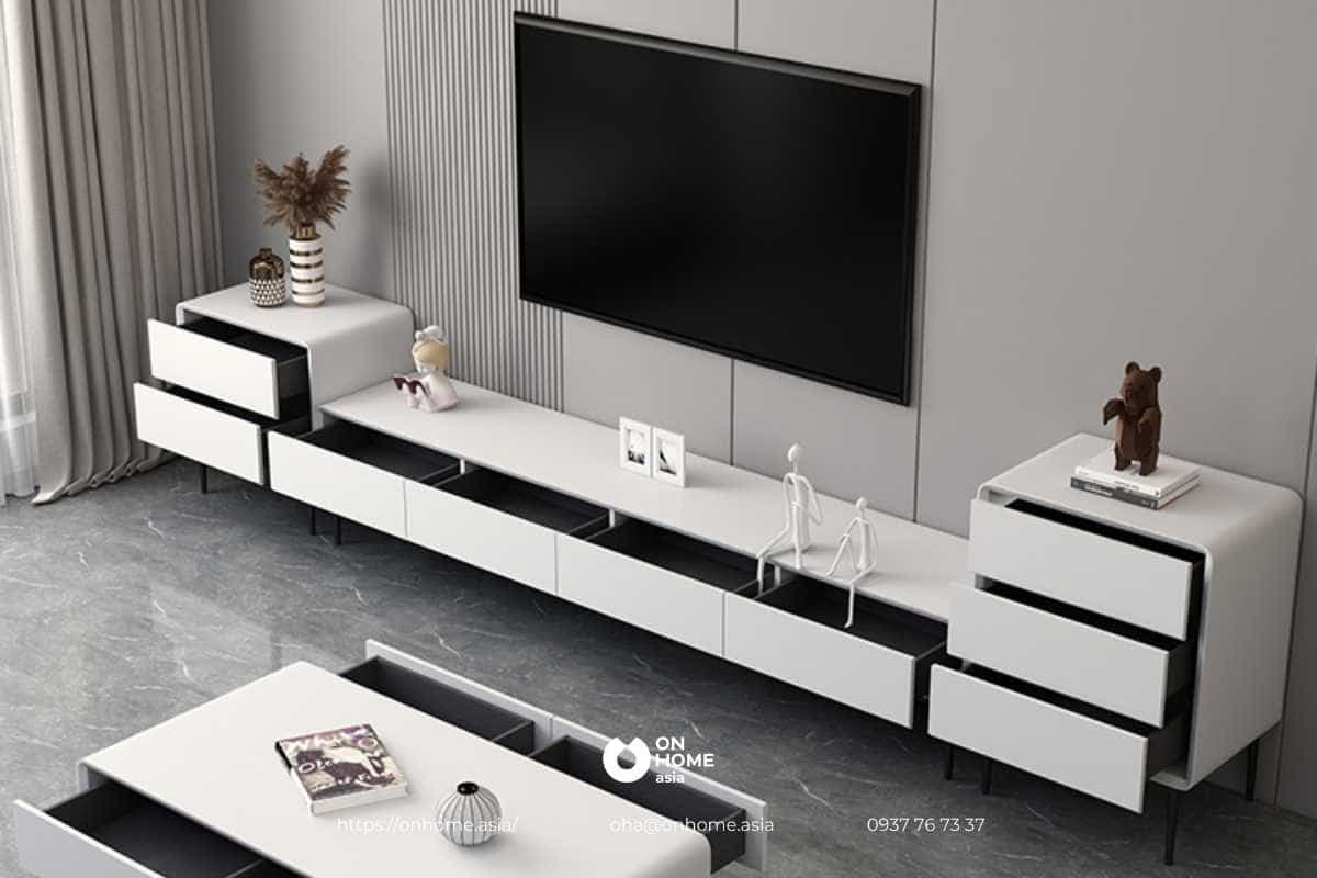 Kệ tivi nhựa thiết kế màu trắng đơn giản