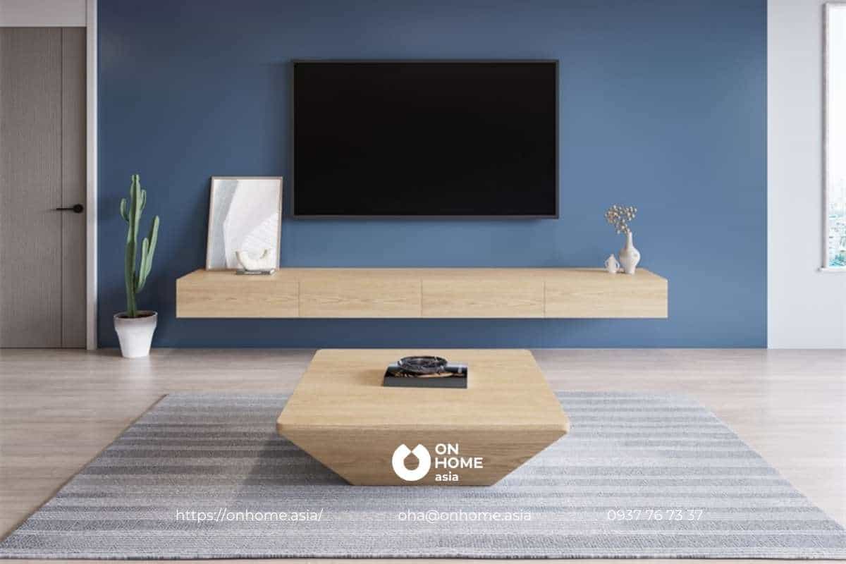 Kệ tivi bằng gỗ sồi thiết kế tinh tế đơn giản