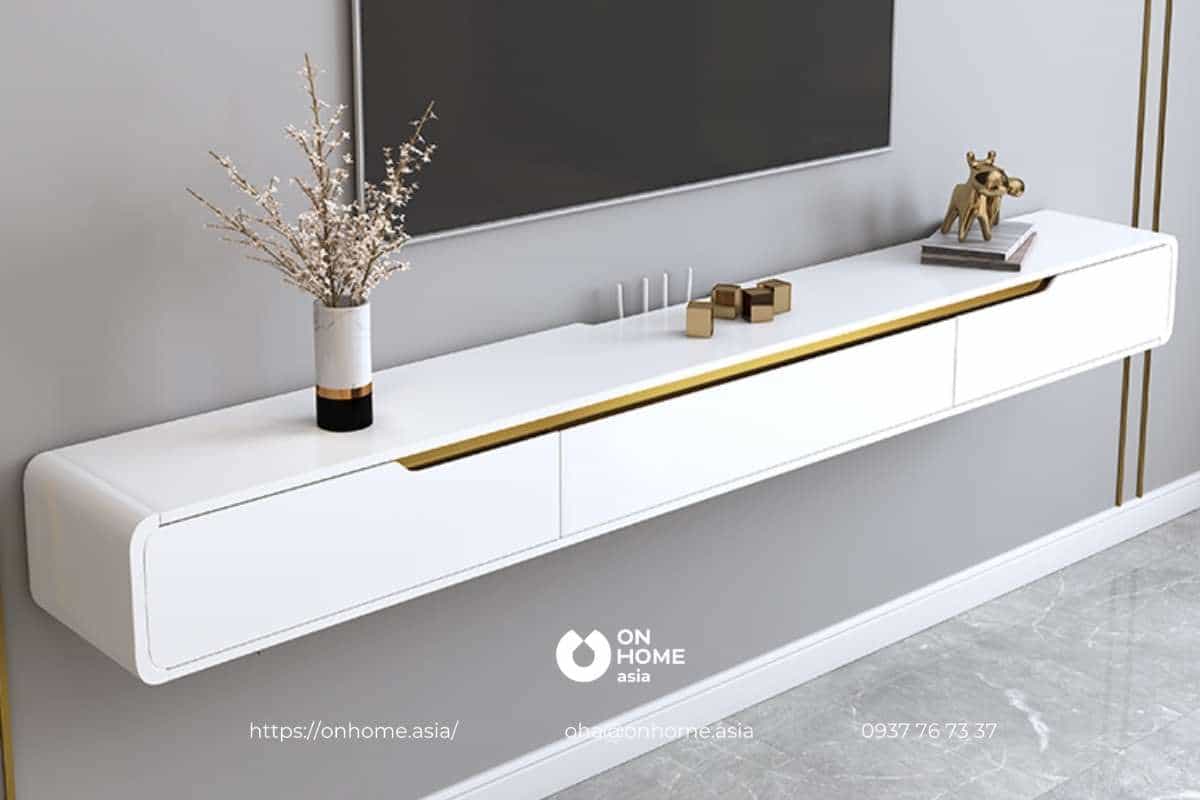 Kệ tivi treo tường nhựa  cao cấp màu trắng đẹp, hiện đại