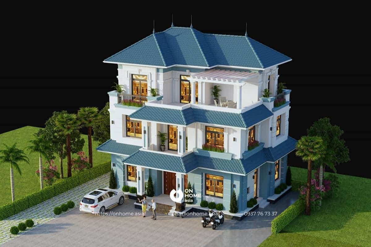 Biệt thự 3 tầng phong cách Tân Cổ Điển