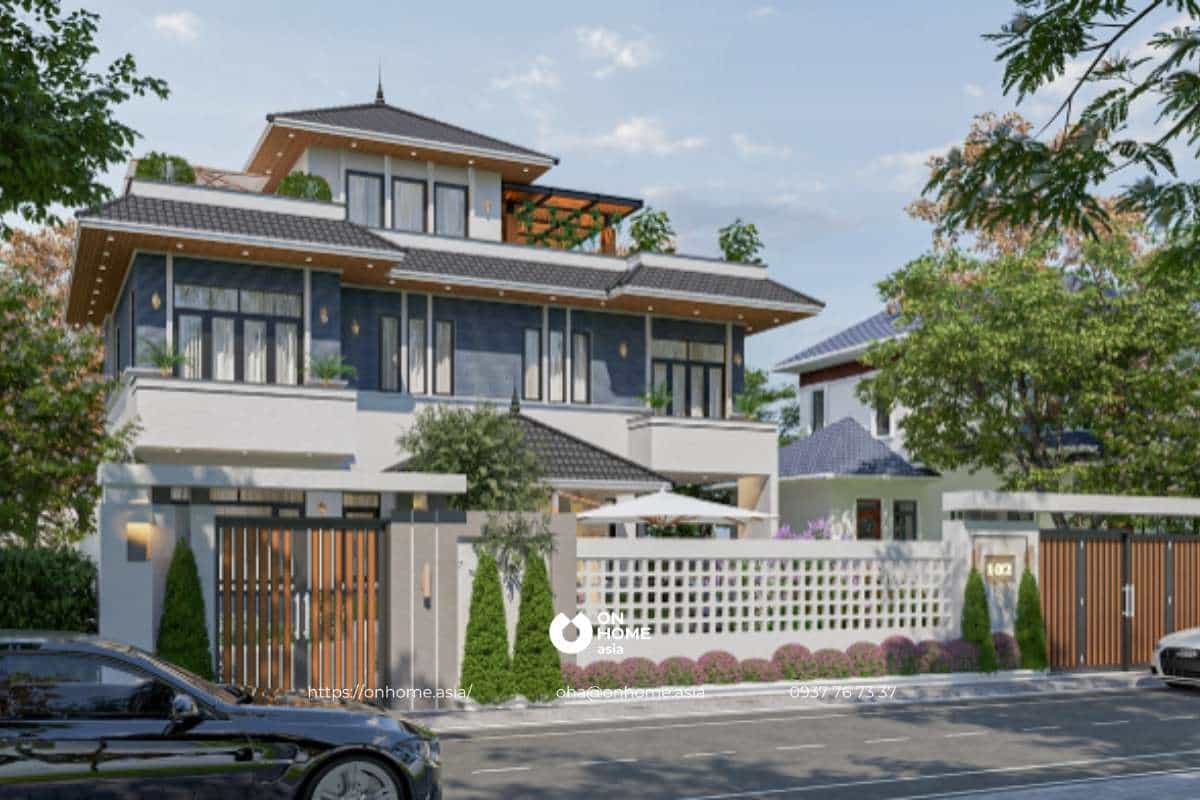Biệt thự mái Nhật 3 tầng cuốn hút