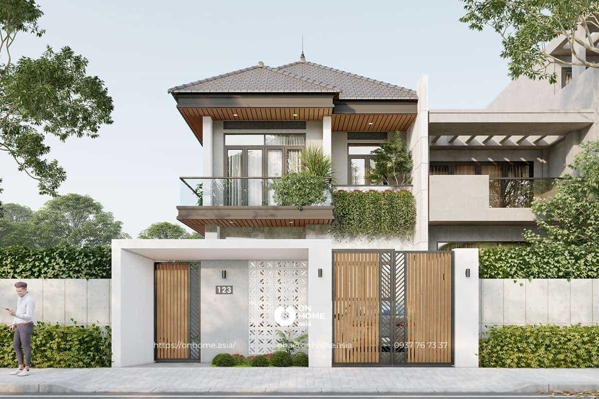 Mẫu nhà phố đẹp 2 tầng mái Nhật