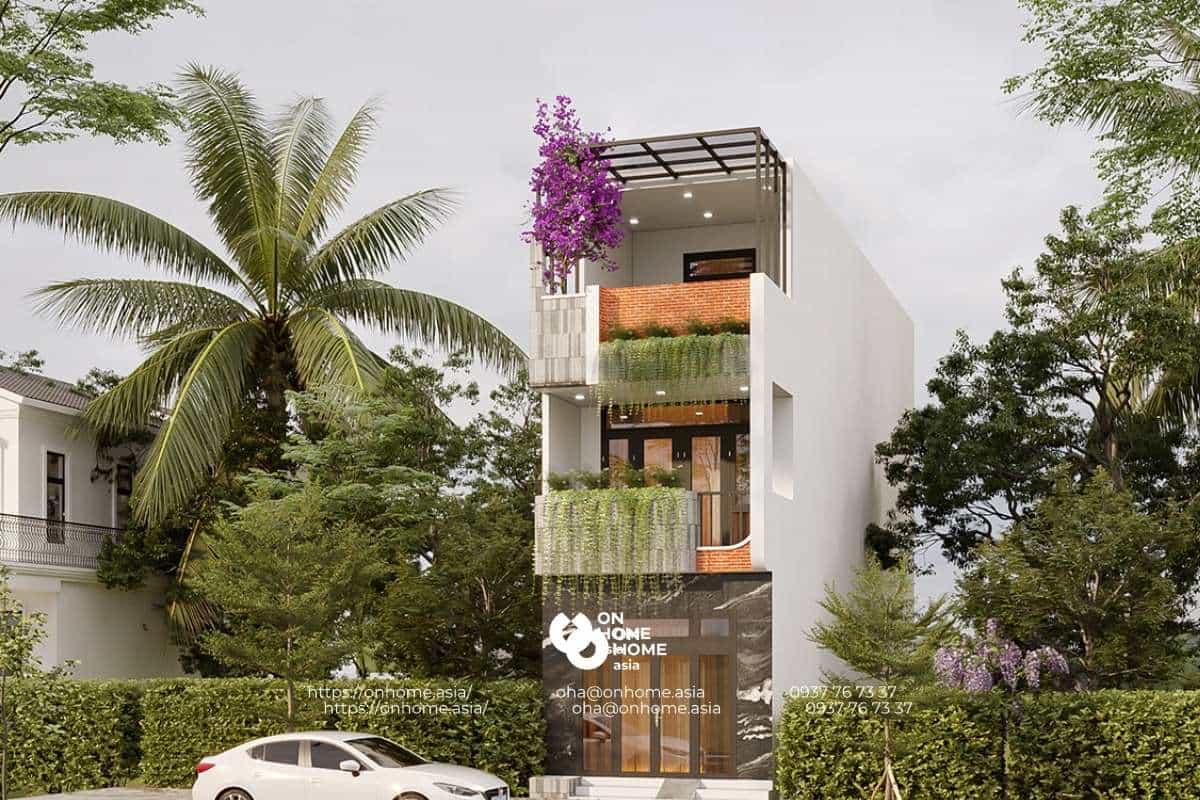 Thiết kế nhà phố đẹp theo phong cách hiện đại 