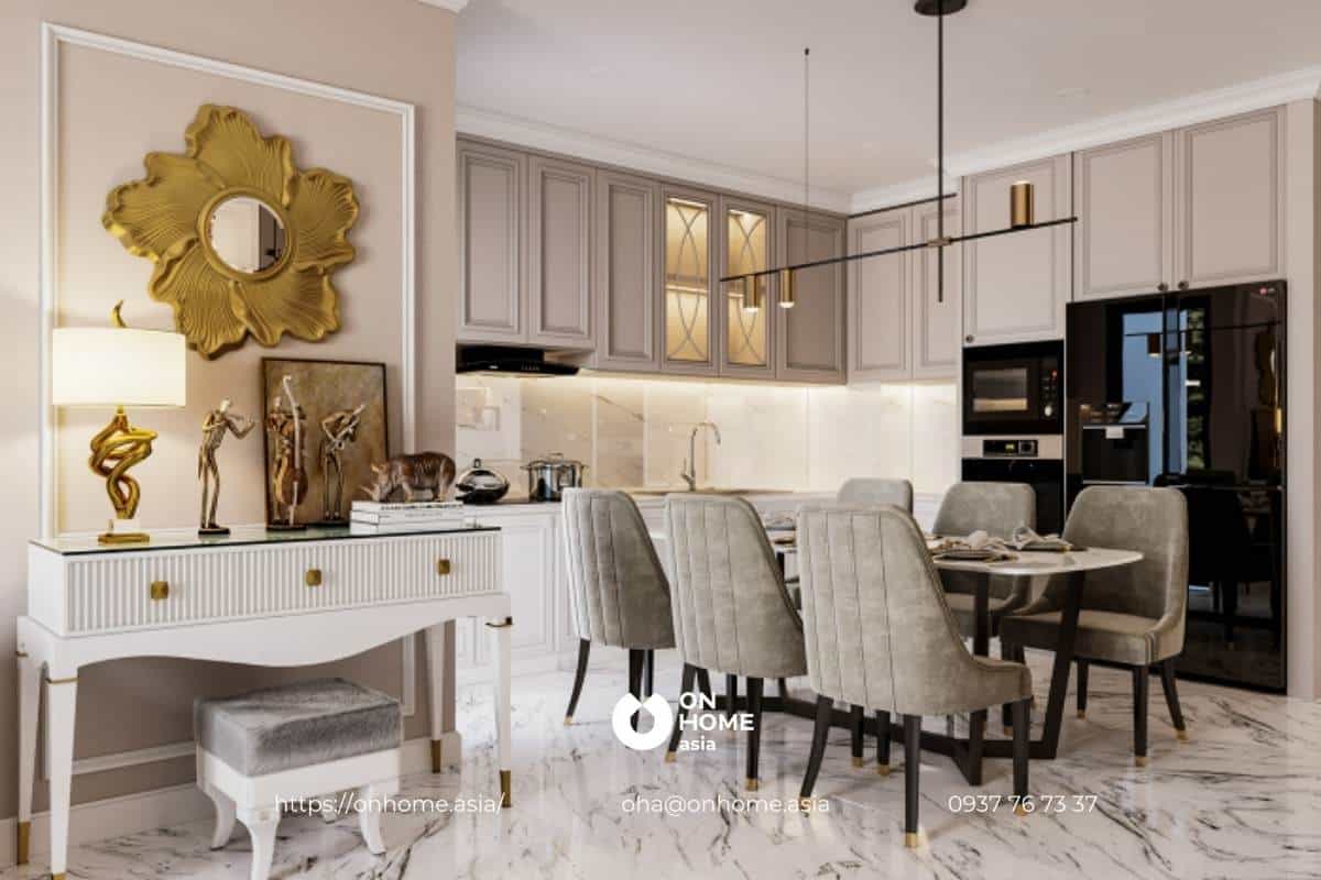 Hệ tủ bếp âm trần với đầy đủ thiết bị