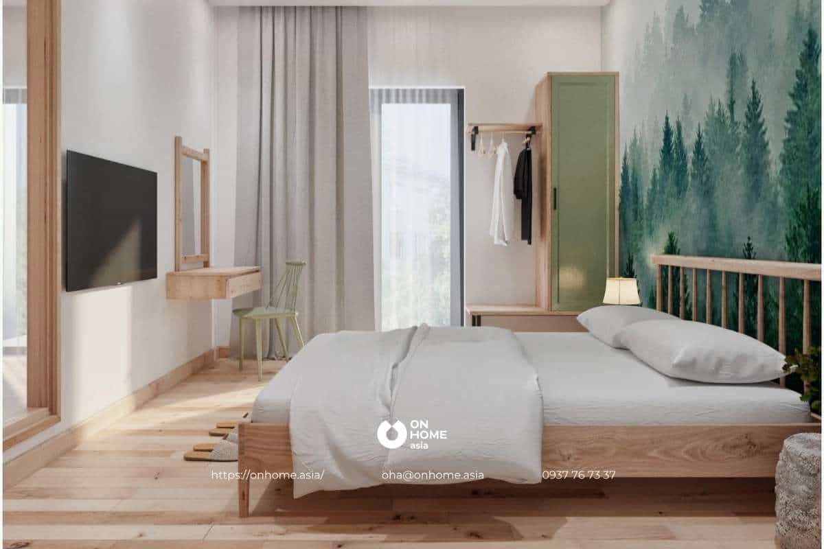 Nội thất phòng ngủ với tông màu nâu gỗ đẹp
