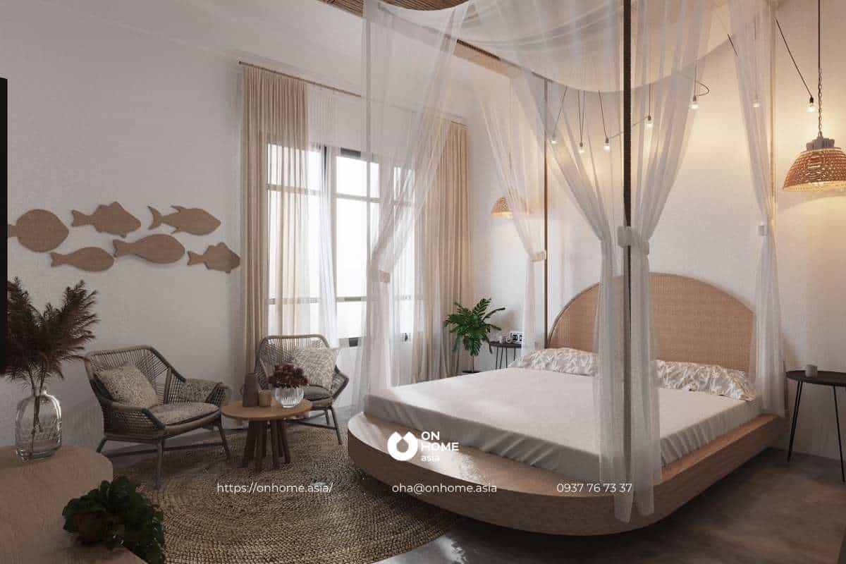 Thiết kế nội thất Homestay theo phong cách Vintage với phòng ngủ đẹp