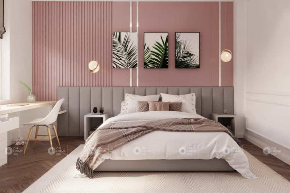 Phòng ngủ tân cổ điển với màu hồng dễ thương