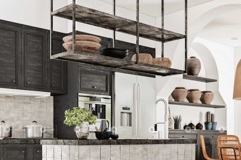 Phòng bếp với sắc đen mộc mạc và ấn tượng