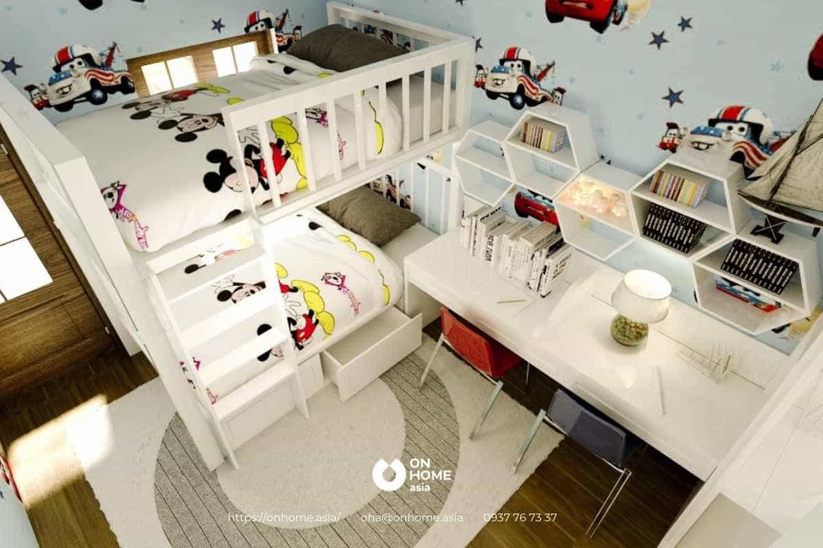 Thiết kế phòng ngủ trẻ em với giường tầng
