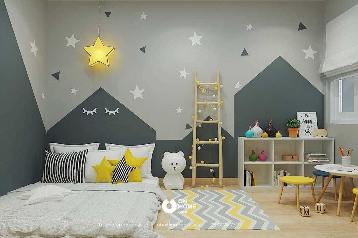 thiết kế phòng trẻ em không giường