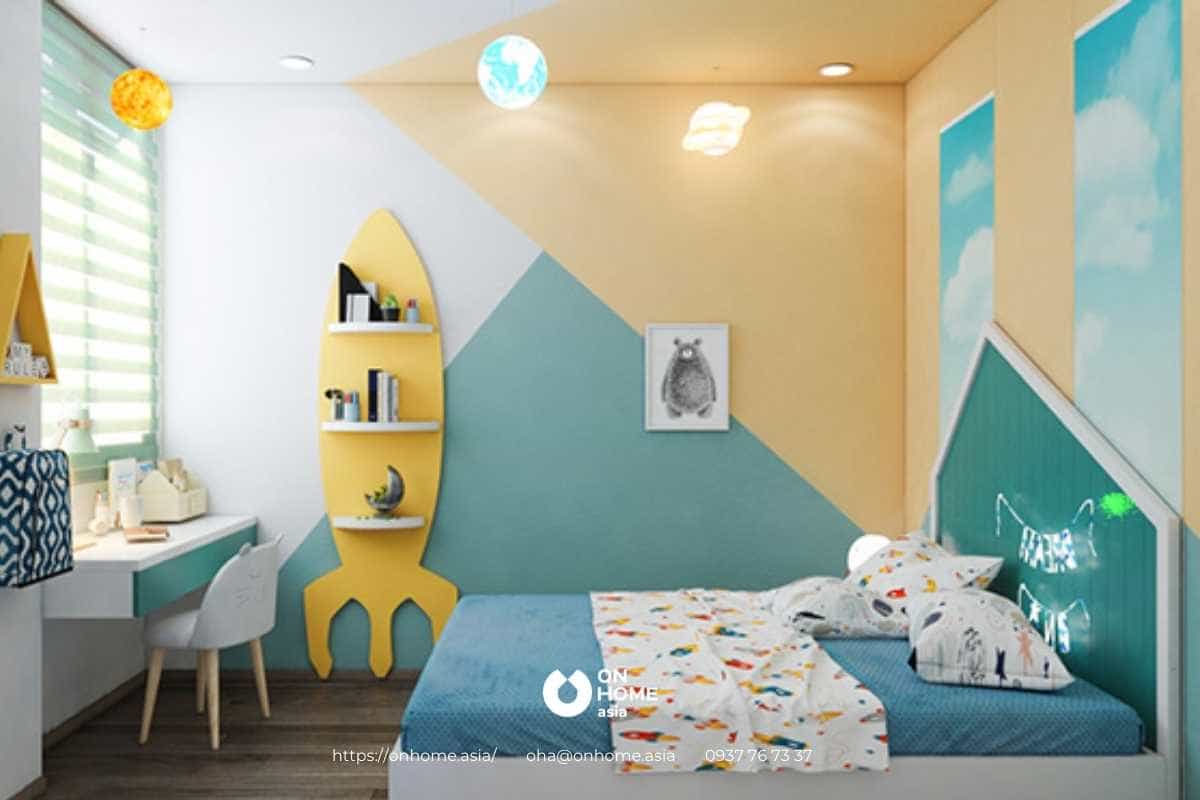 thiết kế phòng trẻ em với màu sắc hợp lý