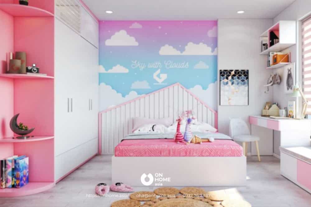 Không gian phòng ngủ bé gái đẹp với những gam màu nổi bật