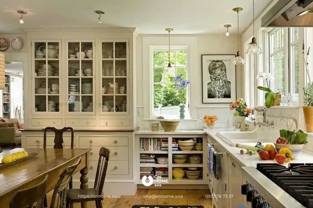 Thiết kế nội thất phòng bếp theo phong cách Đồng quê