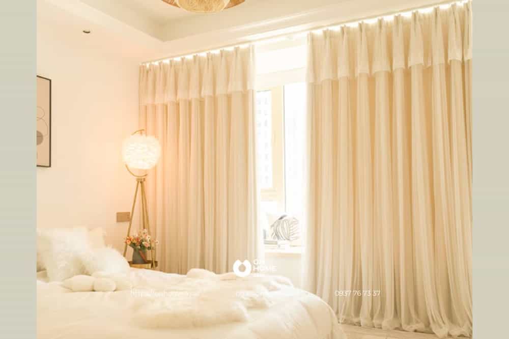 Rèm voan trang trí phòng ngủ màu be đẹp