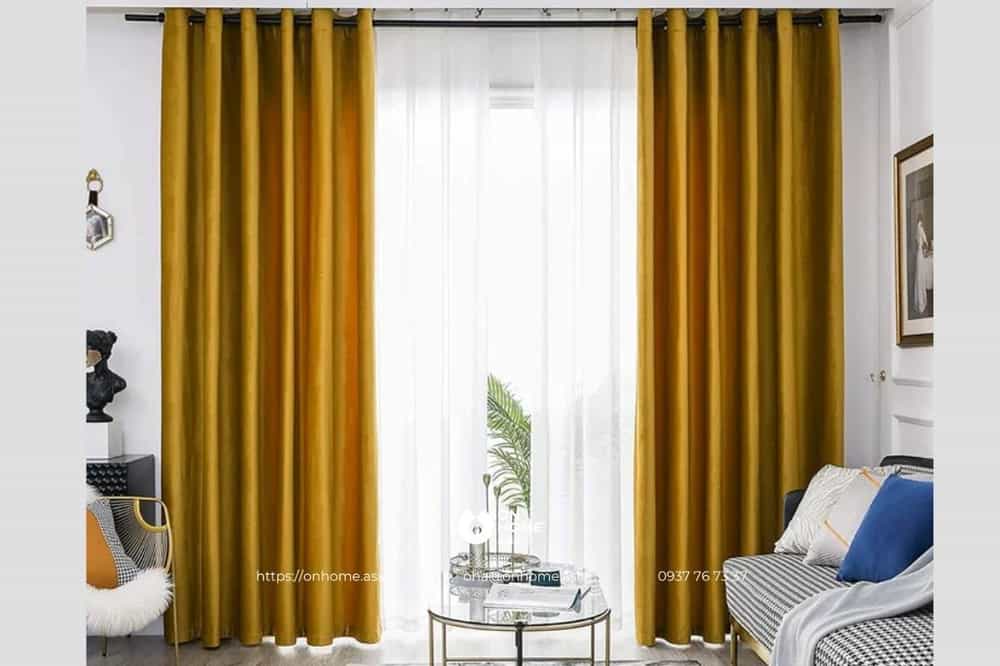Rèm phòng khách màu vàng đẹp