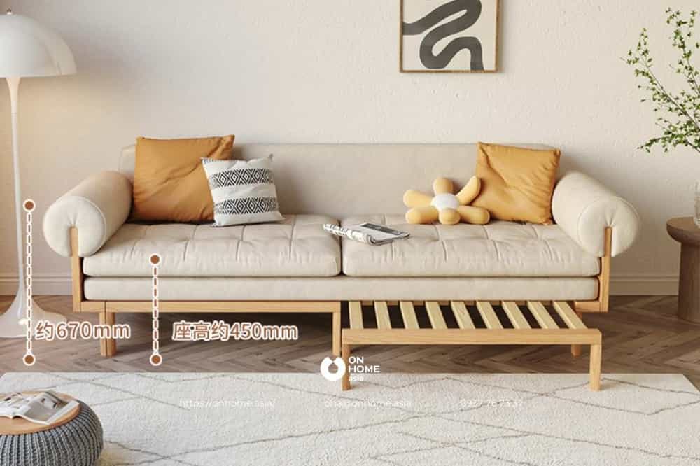 Sofa giường gỗ đơn giản hiện đại