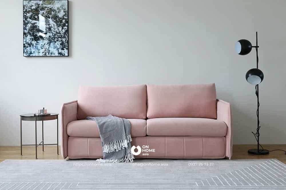Sofa bed nỉ màu hồng cao cấp nhập khẩu