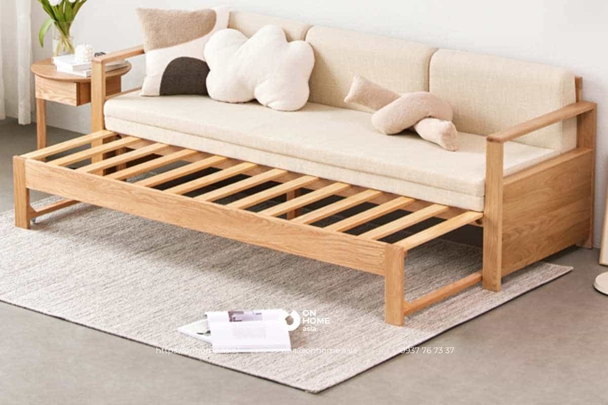 Sofa giường gỗ hiện đại, đơn giản