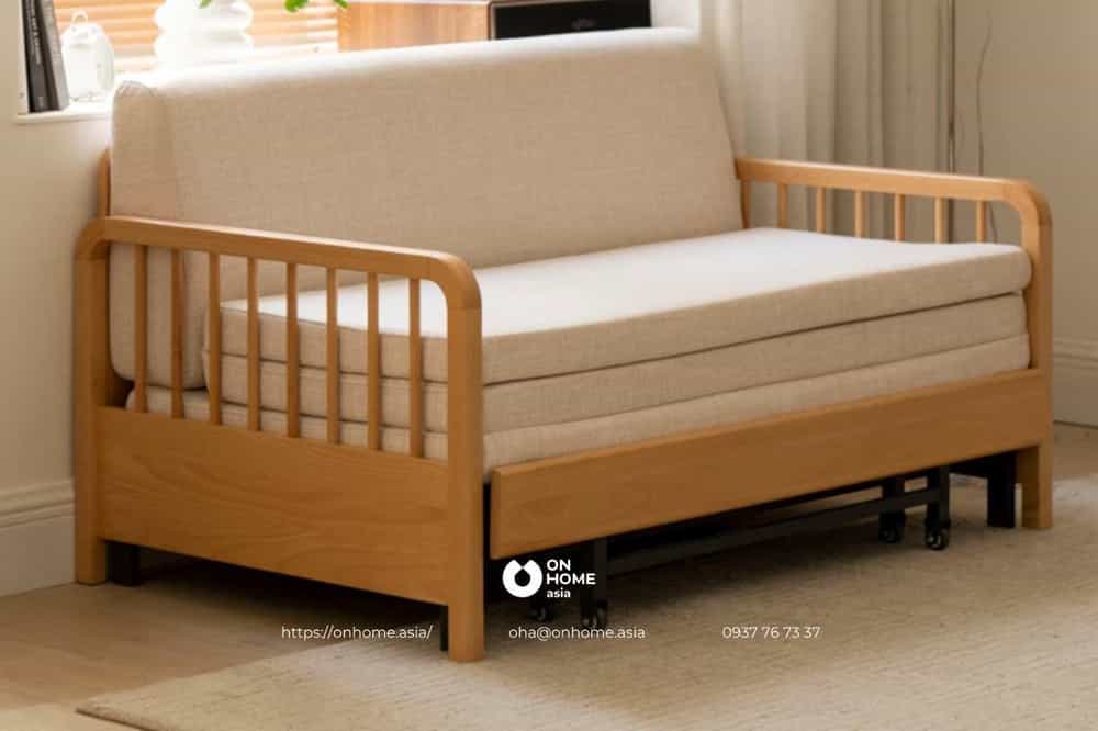 Ghế sofa giường gỗ đơn giản mà đẹp