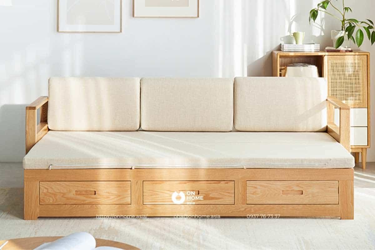 Ghế sofa giường gỗ đơn giản