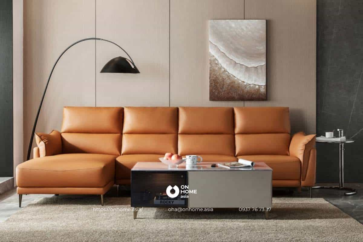 Ghế sofa da màu nâu cao cấp