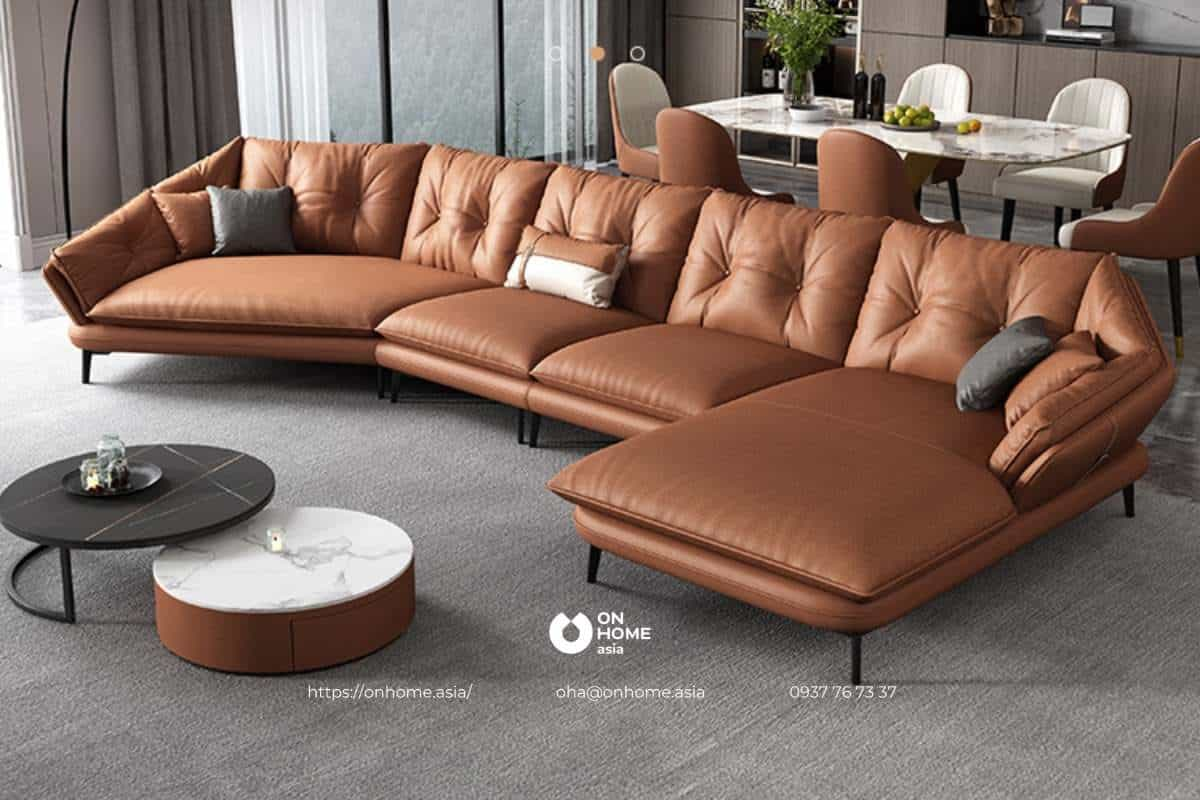 Sofa góc màu nâu sang trọng