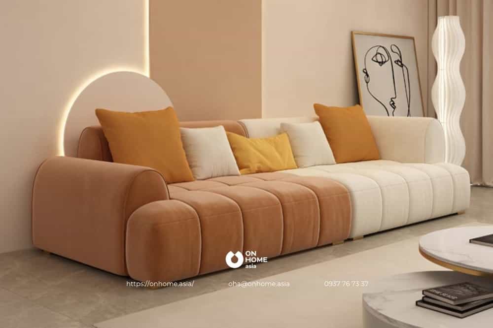 Sofa hiện đại chất liệu nỉ nhung mềm mại