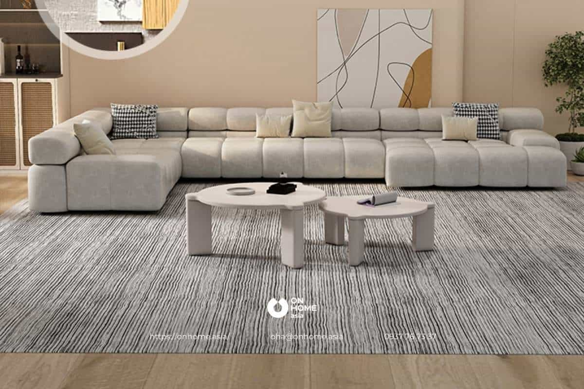 Bộ sofa góc màu kem sang trọng cao cấp