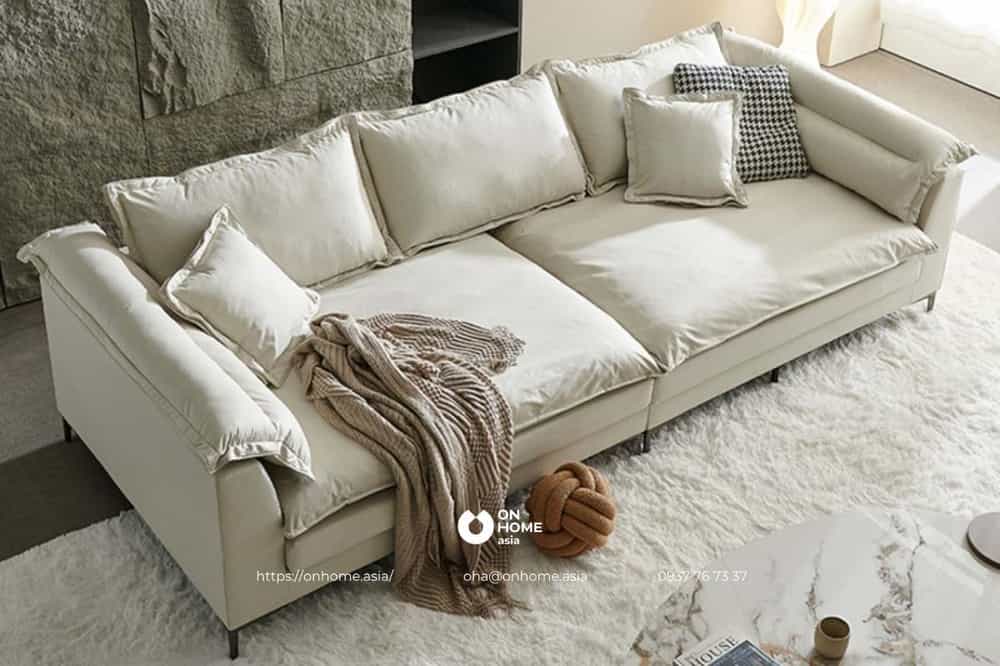 Sofa nỉ gầm thấp màu trắng cao cấp
