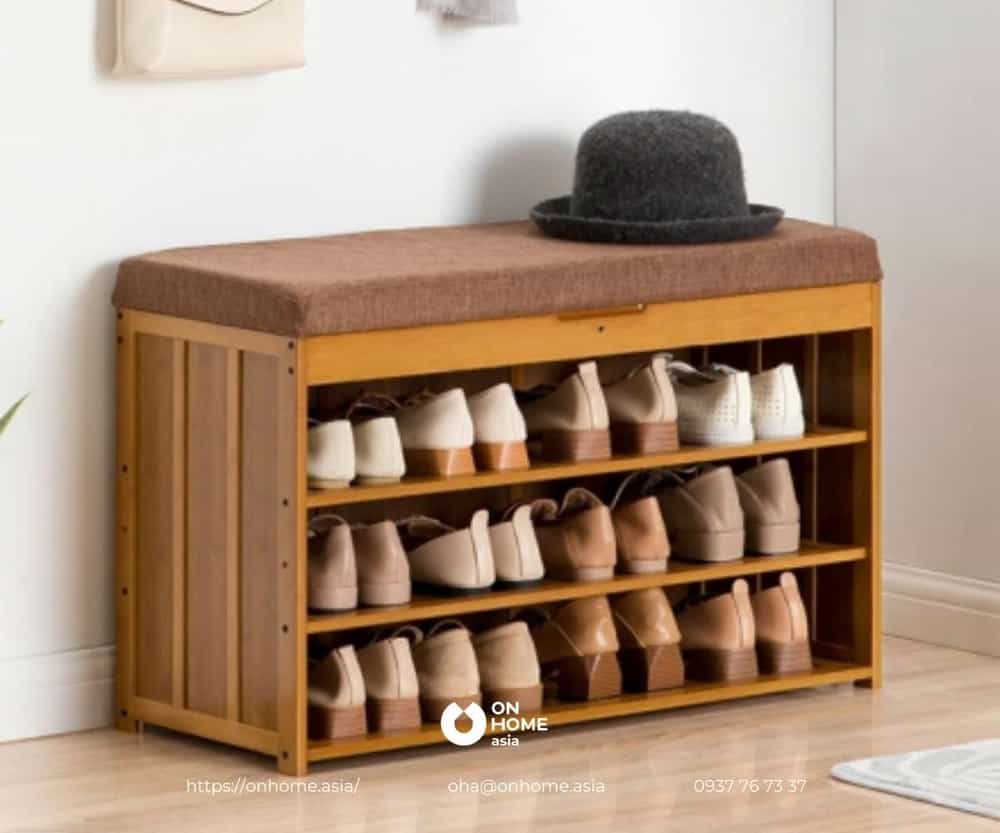 Tủ gỗ để giày dép thiết kế tối giản