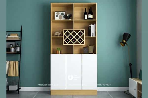 Tủ trang trí kết hợp tủ rượu đơn giản