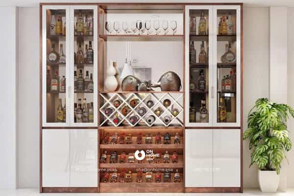 Tủ trang trí kết hợp tủ rượu hiện đại