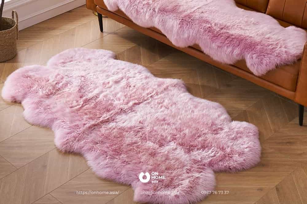 Thảm lông xù màu hồng