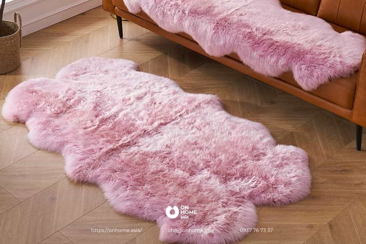 Thảm lông xù màu hồng