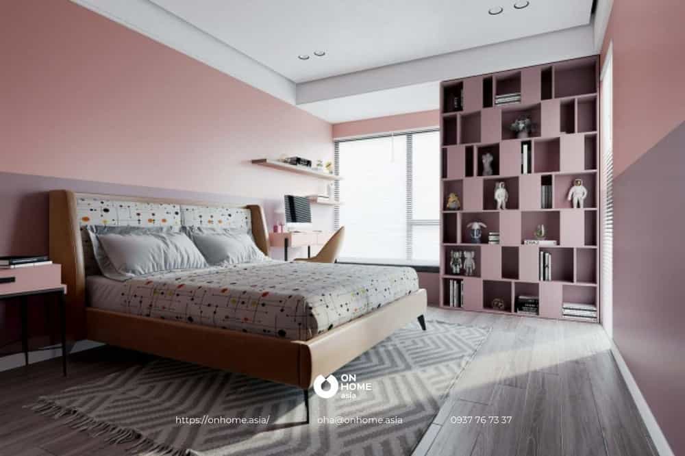 Thiết kế phòng ngủ nhỏ với gam màu hồng ấn tượng